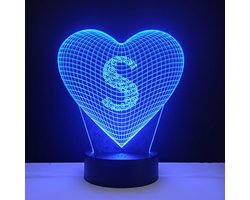 3D LED Lamp - Hart Met Letter - S