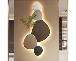 3D LED Wanddecoratie - Verlichte Muurschildering - Woonkamer Verfraaien - Kristalglazuur Steenontwerp - 47.2 inch - Grijs