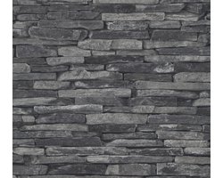 3D LEISTENEN BEHANG | industrieel - Grijs Zwart - A.S. Création Elements 2