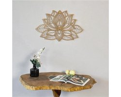 3D Mandala metalen wanddecoratie - lotusbloem - koper - 43 x 27 cm