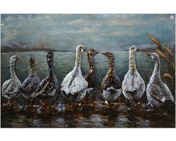 3D METAAL MUUR WANDDECORATIE WOONKAMER DECORATIE XXL  GANZEN 120 x 80 CM