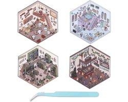 3D Miniatuur Huis Stickers Set voor Creatieve DIY Projecten - Decoratieve Muurstickers en Scènes