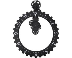 3D Moving Gear Clock - Wall Clock - Country Decorative - Luxury Retro - Large Hanging Gear Clock - Rotating Mechanical Hourwheel - Wall Art - Decoratieve Klok - Zwart