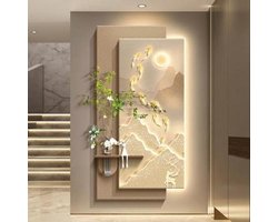 3D Muurkunst - Wanddecoratie LED - Sfeervol Interieur - Inclusief Vaas Groen - Niet gespecificeerd - Niet gespecificeerd