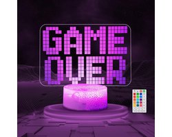 3D nachtlamp, 3D licht illusie lamp met afstandsbediening + 16 kleuren knipperende verandering + timer tafellamp voor kinderen kamer decoratie game fans de beste feestelijke verjaardagscadeau