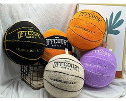 3D Offcourt Basketball Kussen - 25cm Zacht Basketball Pluche Bal Decoratie voor Jongens en Meisjes