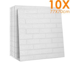 3D Plaktegels - 10 Stuks - Muurstickers - Wandpanelen - Tegelsticker - Zelfklevend behang - Woonkamer & Badkamer - 3D Wandpanelen - 70x77 cm - Watervaste Muurdecoratie - Zelfklevend Behang