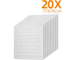 3D Plaktegels - 20 Stuks - Muurstickers - Wandpanelen - Tegelsticker - Zelfklevend behang - Woonkamer & Badkamer - 3D Wandpanelen - 70x77 cm - Watervaste Muurdecoratie - Zelfklevend Behang