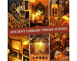 3D Puzzel DIY Boek Nook Kit, Houten Boekensteunen, Miniatuur Huis met Sensorlicht en Meubilair voor Volwassenen, Creatieve Bouwset voor Boekliefhebbers