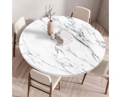 3D rond tafelkleed met elastiek, rond tafelkleed, elastisch tafelkleed met antislip, ronde tafelhoes, wasbaar, geschikt voor thuis, hotel, restaurant, buiten, tuin (steen, 160 cm)