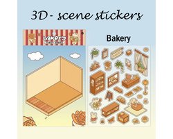 3D-scene stickers – Bakery – Schattige bakkerij met dieren – 14x18 cm – DIY layered stickers – Rustgevende hobby voor volwassenen – Papierpuzzel met 3D-effect
