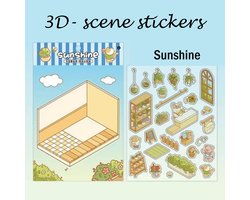 3D-scene stickers – Sunshine – Zomers huis met planten – 14x18 cm – DIY layered stickers – Rustgevende hobby voor volwassenen – Papierpuzzel met 3D-effect