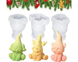 3D siliconen kaarsvormen voor kerstdecoratie, kabouter gietwerk, doe-het-zelf creaties, feestelijke versieringen