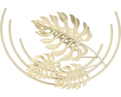 3D Stereo Bladeren Muur Decor - IJzeren Muur Sculpturen voor een Minimalistisch Modern Interieur - Metalen Huis Decoratie - Wandkunst voor Slaapkamer en Woonkamer - Gouden Kleur (A)