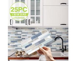 3D Tegelstickers Marmer – 25 Stuks – Zelfklevend – Waterdicht – 12x25 cm – Keuken & Badkamer - G3.1
