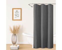 3D Textuur Grijze Douchegordijn voor Badkamer - 36x71 Inch, Machinewasbaar en Zwaar Katoen