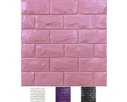 3D Wandpanelen Zelfklevend - Baksteen Behang 7mm Dik - PE Schuim Stootvast & Waterdicht - Woonkamer Slaapkamer Decoratie - Roze, 11 Stuks