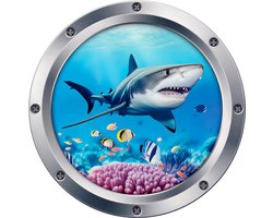 3D Zeewereld Haai Toilet Sticker – Grappige Badkamer Decoratie – Zelfklevende & Waterdichte Vinyl Decal voor Toiletdeksel, Muur of Rugleuning