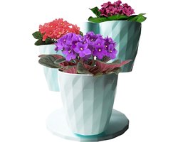 3in1 Aqua bloempotten en kruidenpotten met afwatering zacht blauwe cactuspotten draaibaar