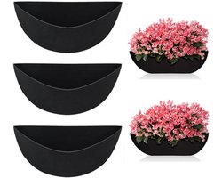 3pcs 35cm Plantenbak Voeringen - Vilt Bloembak Voeringen - Vilt Vervangings Kokos Voering voor Wandgemonteerde Plantenbakken Tuinhekken Bloemen Raam Baskets Pot (Zwart)