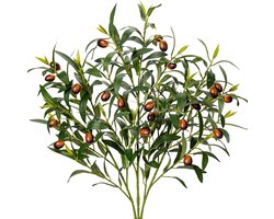 3pcs Artificial Olive Branch met Lange Steel 80cm - Nep Takken met Fruit - Faux Groene Olijfbladeren voor Bloemschikking - Voor Vaasje Thuisdecoratie - Kantoor Boerderij Bruiloft Decoratie