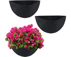 3PCS Half Round Planter Liner - 345x202x6mm - Zwarte Vilt Half Cirkel Bloembak Liner - Herbruikbare Vilt Planten Matten voor Thuis Tuin Wand Hangend Mand Planten