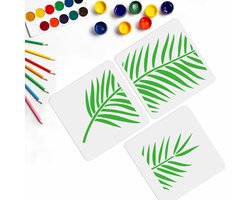 3pcs Palm Leaf Stencil - 28.8×10.5cm - Splicing Style Large Stencil - Tropical Painting Stencils - Botanical Leaves Wall Stencils voor Meubels en Canvas Home Decoratie en Creatieve Ambachten