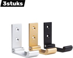 3stuks - Haak - Opvouwbare kapstok - Wandmontage - Geen perforatie nodig - Opvouwbare wandhaak - Aluminiumlegering - Ronde kop - Geschikt voor slaapkamer en badkamer - Gemengde kleuren