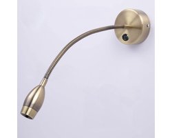 3W leeslamp, wandlamp, nachtlampje, 3000K warm wit, koperen zwanenhals wandlamp, 360° flexibele bedlamp - 1 stuk goud
