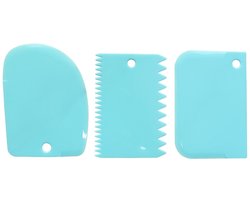 3x deegschraper - Deegsnijder - Deegsteker - Bakschraper - Deeg snijden - Deeg bewerken - Keukengereedschap - Zuurdesem brood bakken - Dough scraper - Blauw - Kunststof - Jonyx