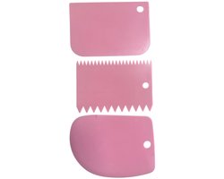3x deegschraper - Deegsnijder - Deegsteker - Bakschraper - Deeg snijden - Deeg bewerken - Keukengereedschap - Zuurdesem brood bakken - Dough scraper - Roze - Kunststof - Jonyx