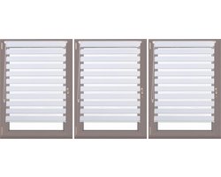 3x duo rolgordijn - lichtdoorlatend - met klemmen - 110 x 150 cm - wit