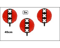 3x Folieballon Amsterdam (45 cm) - Thema feest Stad 020 festival party fun folie ballon
