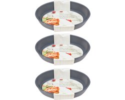 3x Grijze ovale glazen ovenschaal 2,4 liter 30 x 21 cm - Ovenschotel schalen - Bakvorm - Ovenschalen