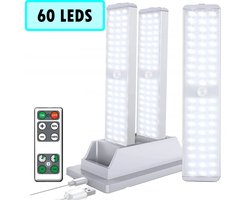 3x Kastverlichting met bewegingssensor met afstandbediening met oplaadstation en Afstandbediening- Ledlamp - Keukenlamp - LED onderbouwverlichting - Keukenverlichting onderbouw led - Onderbouwverlichting keuken - Trapverlichting - Keukenverlichting