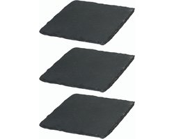 3x leisteen borden I vierkant I 20x20x0,5 cm I sushi bord stenen bord leisteen bordenset leisteen serveerborden decoratieve buffetborden