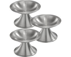 3x Luxe metalen kaarsenhouders zilver voor stompkaarsen van 7-8 cm - Stompkaarshouder - Kaarshouder/kaarsen standaard - Kandelaar voor stompkaarsen - Woonaccessoires