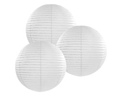 3x Luxe witte bol lampionnen van 35 cm