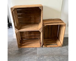 3x Oude/Vintage/Gebruikte fruitkisten 50x40x30 cm - set van 3