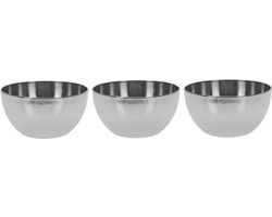 3x Salade schaaltje RVS - Serveerschalen/schalen RVS 13 cm