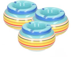 3x stuks asbak in mooie blauwe kleuren combinatie11 cm