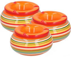 3x stuks asbak in mooie oranje kleuren combinatie11 cm