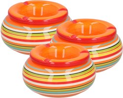 3x stuks asbak in mooie rode kleuren combinatie13 cm