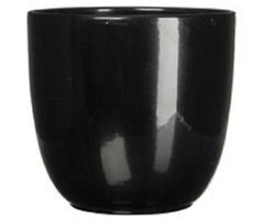 3x stuks bloempot zwart keramiek voor kamerplant H11 x D12 cm - Mica Decorations plantenpotten