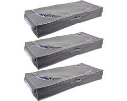 3x stuks dekbed/kussen opberghoezen grijs met venster 105 x 45 x 16 cm - Opberghoezen - Beschermhoezen - Dekentassen - Kussentassen