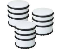 3x Stuks ronde deurstopper wit 7 x 7,5 cm van metaal - Deurstop