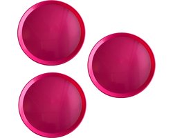3x stuks roze fuchsia rond dienbladen van kunststof 34 cm - Serveren - Serveerbladen
