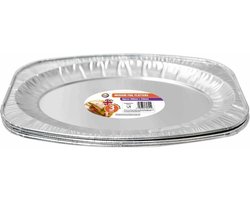 3x stuks - serveerschalen - 35 x 23.5 cm - Aluminium - wegwerp - schotel - Barbecue/bbq vlees of salade schalen