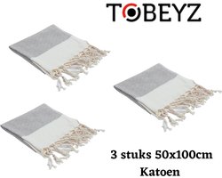 3x Tobeyz Handdoek Set Bruin 100% Katoen - 50x 100 cm - Hamamdoek - Spahanddoek - Saunadoek - Bruin