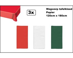 3x Wegwerp tafelkleed papier rood/wit/groen 120cm x 180cm - Thema feest festival thema feest evenement gala Italie